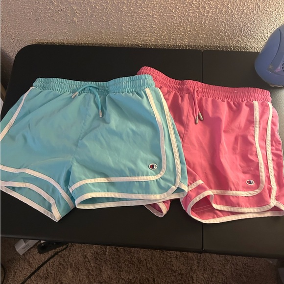 Champion Girls Set of 2 Shorts Size XL (14/16) Teal/Pink Athletic Athleisure - Picture 1 of 11